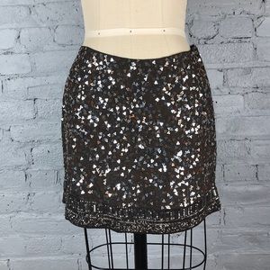 Beaded brown mini skirt with sequins